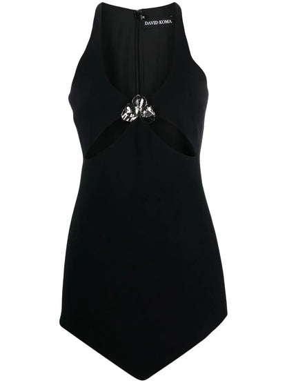 Flower Appliqué Mini Dress