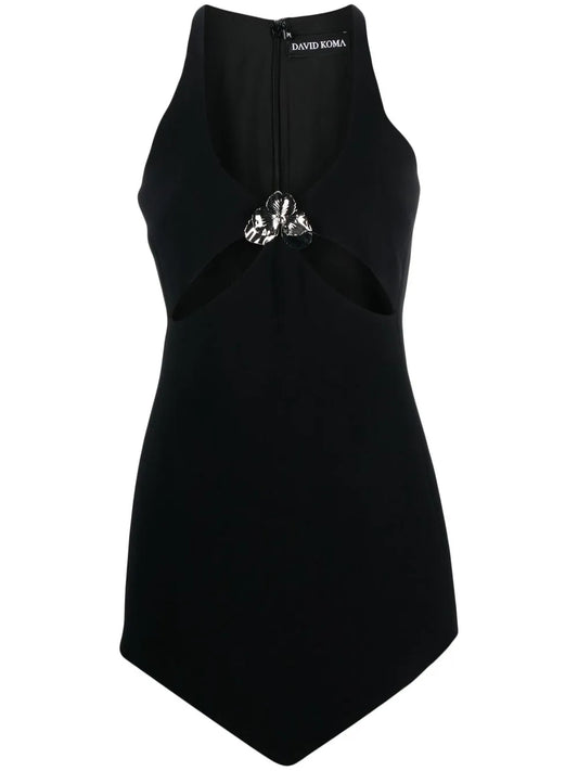 Flower Appliqué Mini Dress