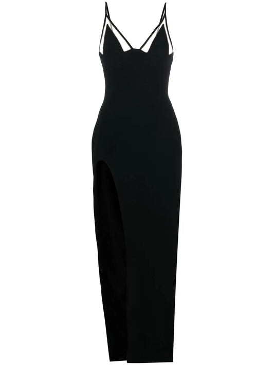 V-Neck Side-Slit Cady Gown