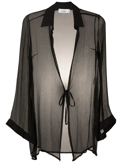 Tie-Front Silk Beach Cover-Up