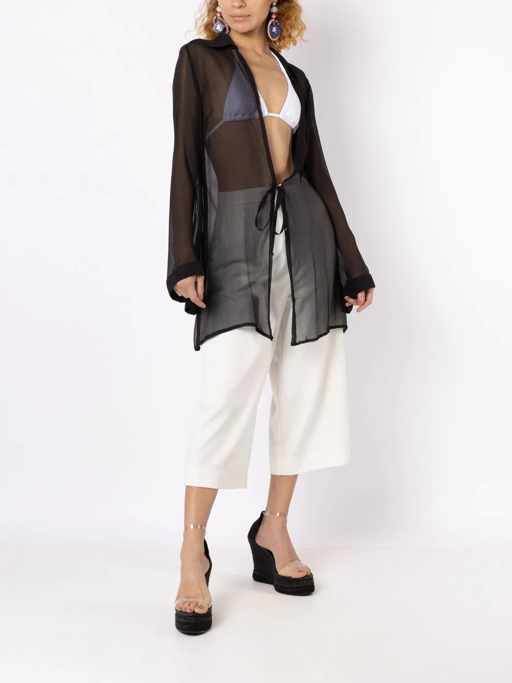 Tie-Front Silk Beach Cover-Up