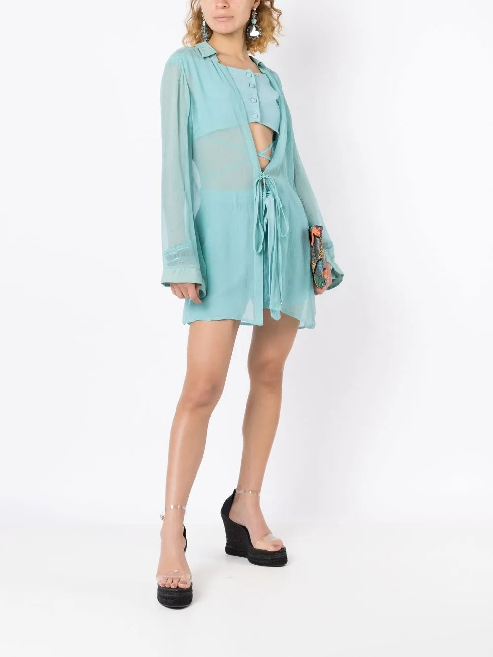 Tie-Front Silk Beach Cover-Up