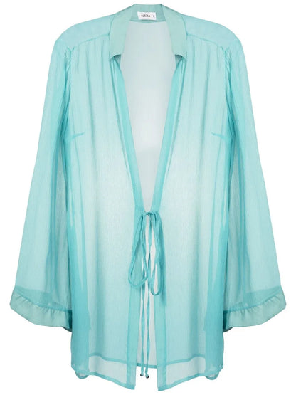 Tie-Front Silk Beach Cover-Up