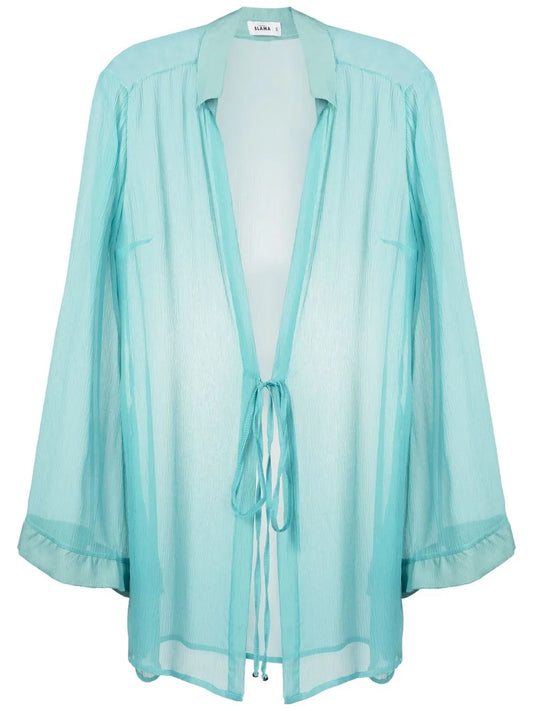 Tie-Front Silk Beach Cover-Up