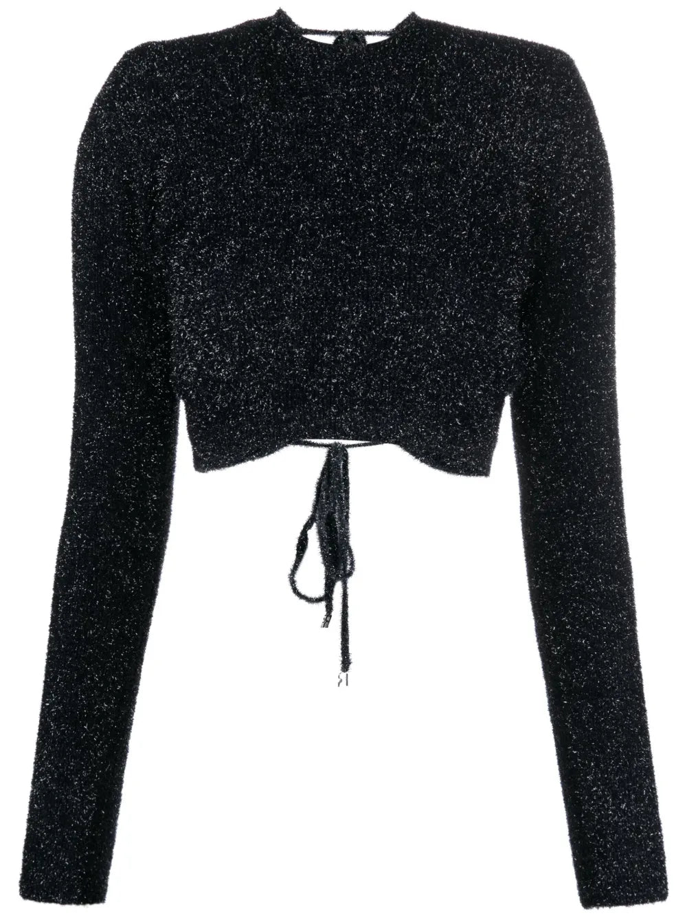 Glitter-Knit Open-Back Cropped Top