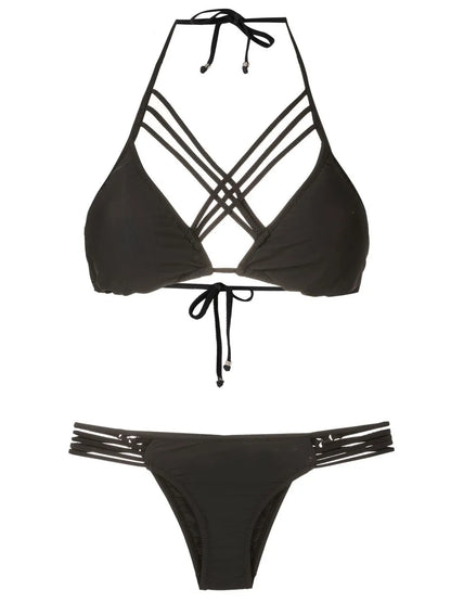 Crossover-Strap Bikini Set