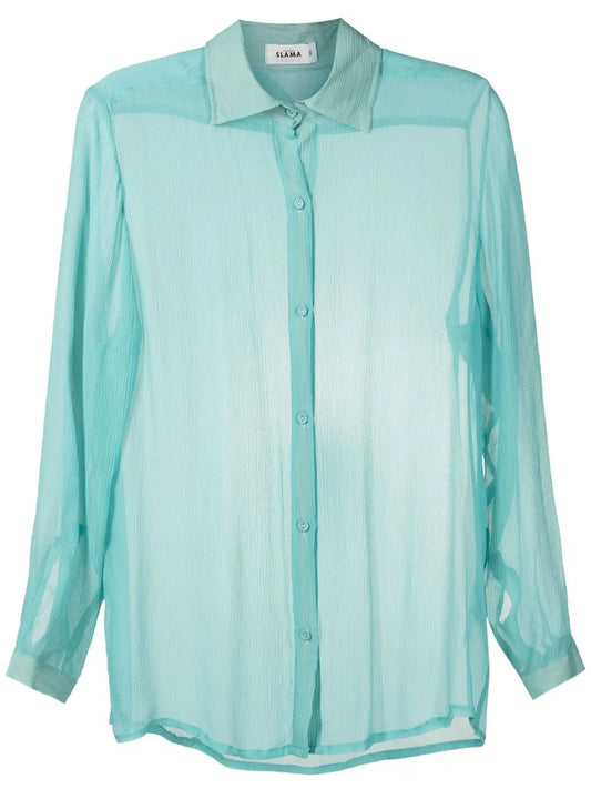 Sheer Crinkled Silk Shirt