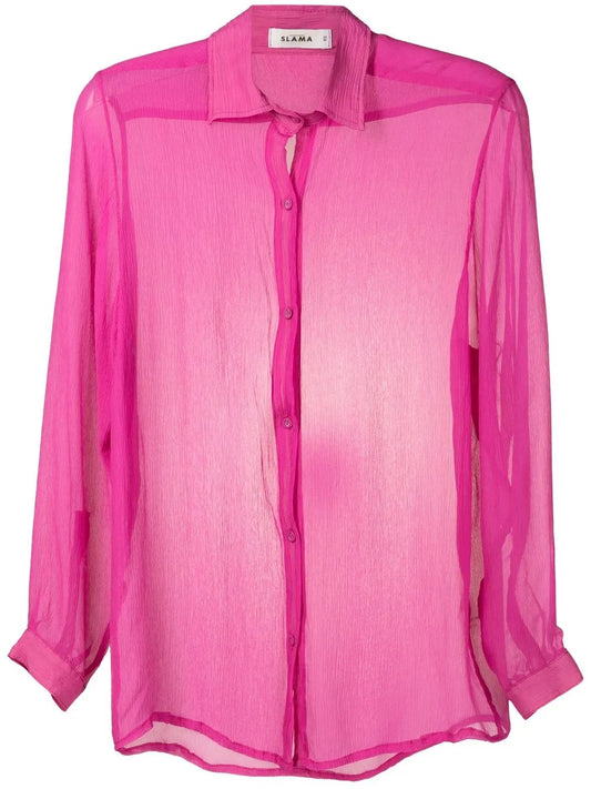 Sheer Crinkled Silk Shirt