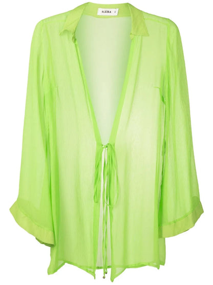 Tie-Front Silk Beach Cover-Up