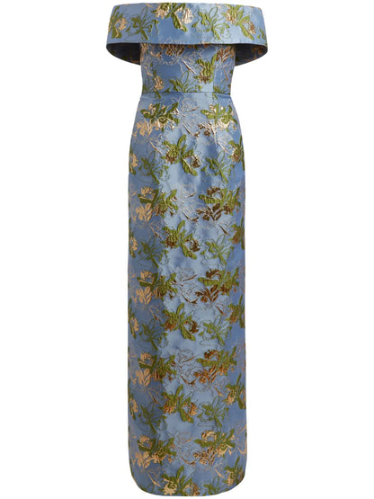 Clover Brocade-Effect Silk Dress