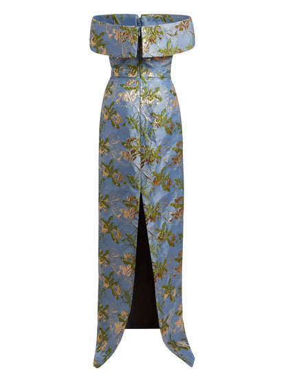 Clover Brocade-Effect Silk Dress