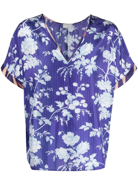 Briancon Floral-Print Silk Top