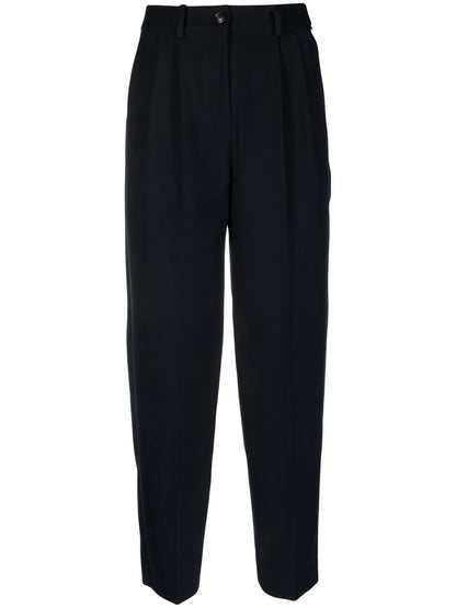 Pleated Tapered Wide-Leg Trousers