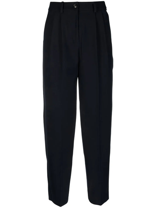 Pleated Tapered Wide-Leg Trousers