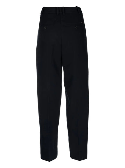 Pleated Tapered Wide-Leg Trousers