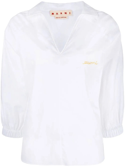 V-Neck Cotton Blouse