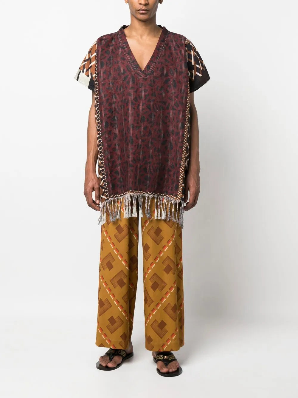 Patterned Wide-Leg Trousers