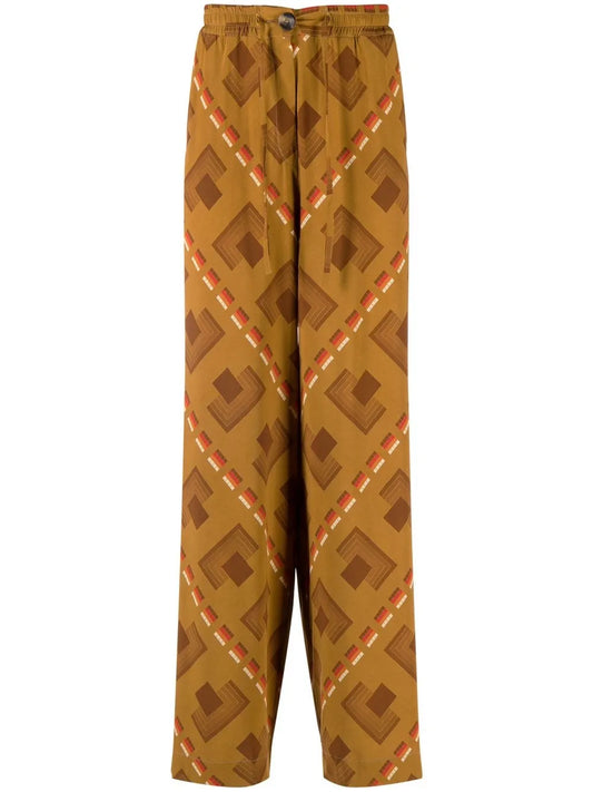 Patterned Wide-Leg Trousers