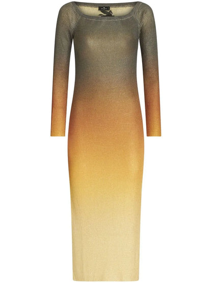 Gradient-Effect Ribbed-Knit Dress