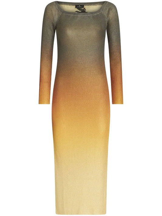 Gradient-Effect Ribbed-Knit Dress