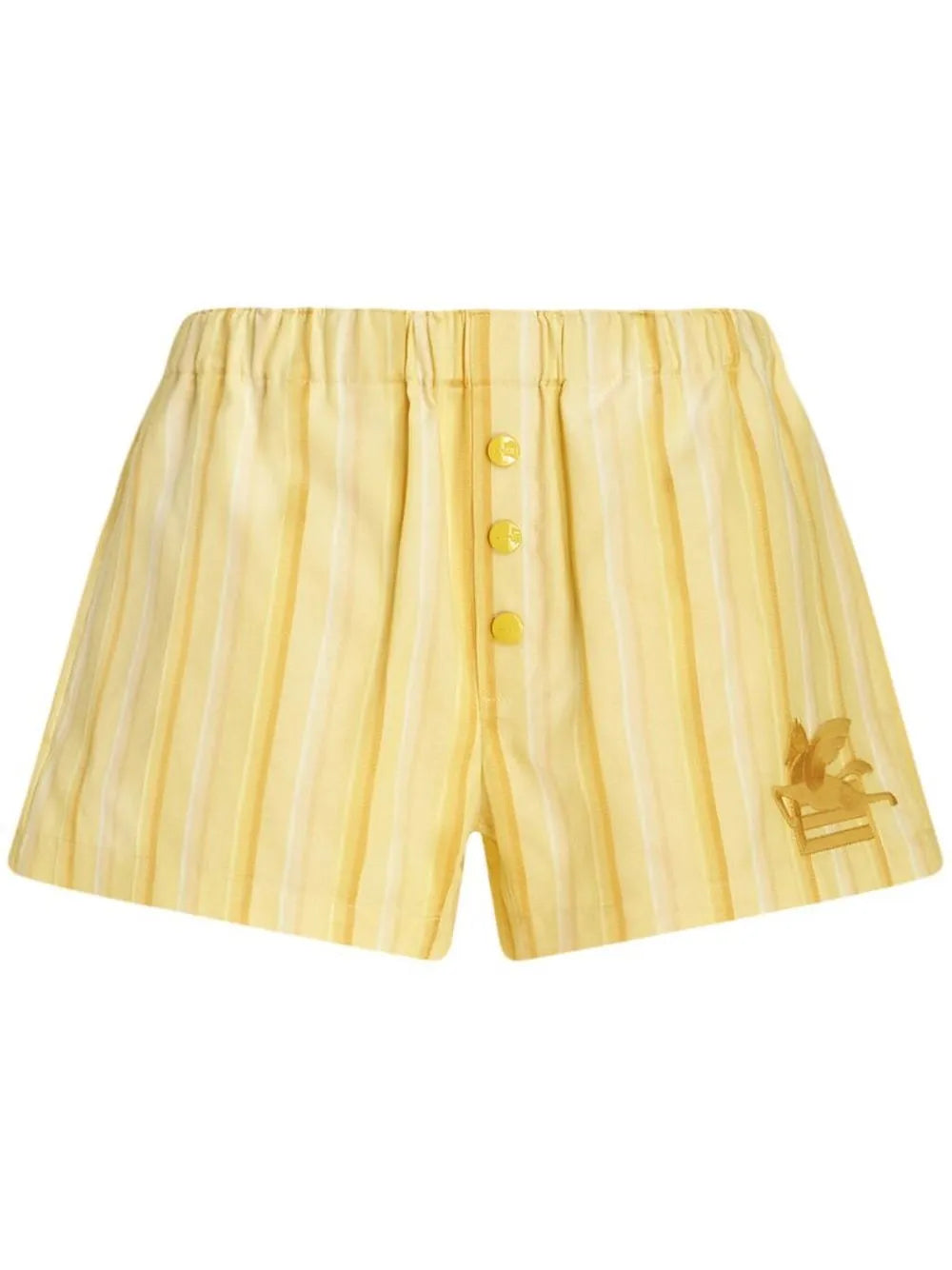 Stripe-Print Button-Fastening Short