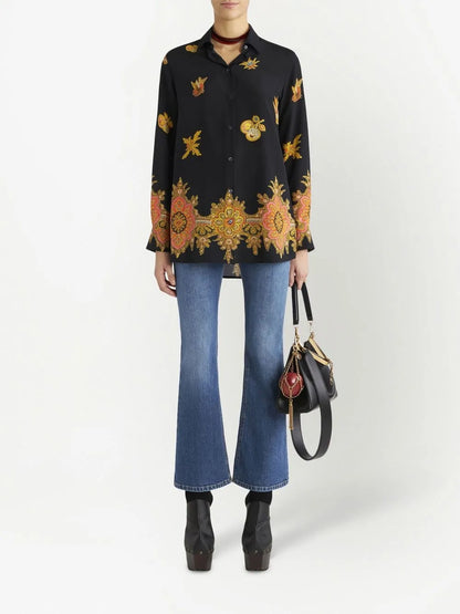 Ornamental-Print Silk Shirt