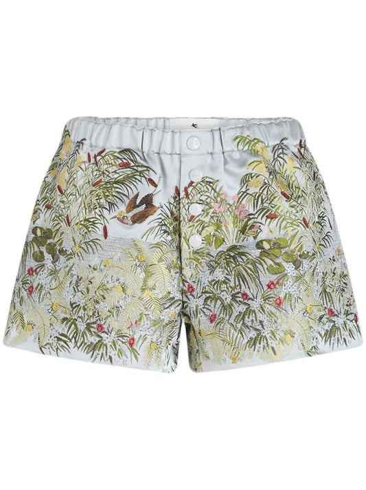 Embroidered Satin Shorts