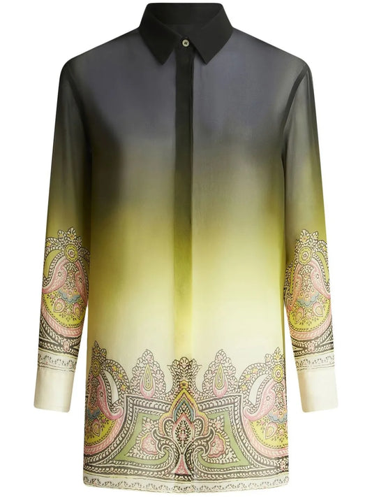 Paisley-Print Silk Shirt