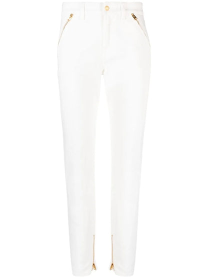 Zip-Detail Tapered Jeans