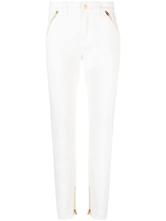 Zip-Detail Tapered Jeans