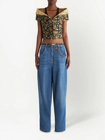 Logo-Appliqué Wide-Leg Jeans