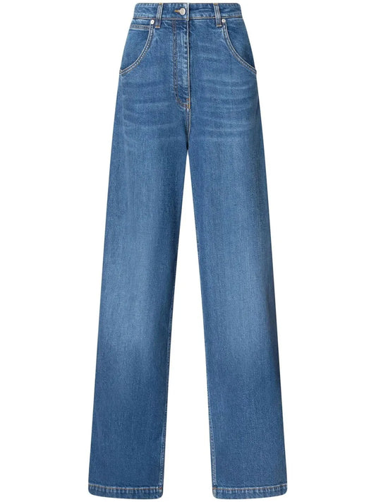 Logo-Appliqué Wide-Leg Jeans
