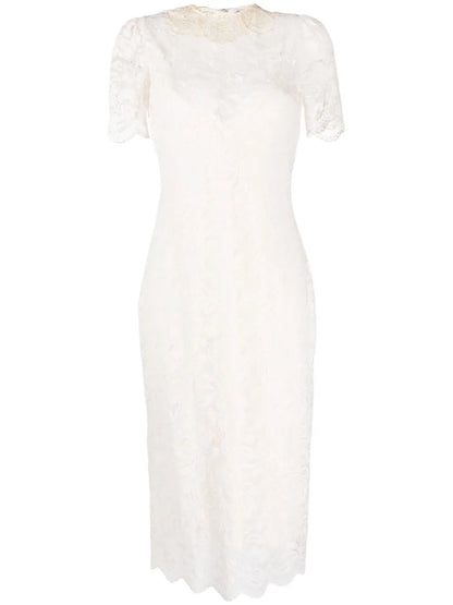 Short-Sleeve Lace-Overlay Dress