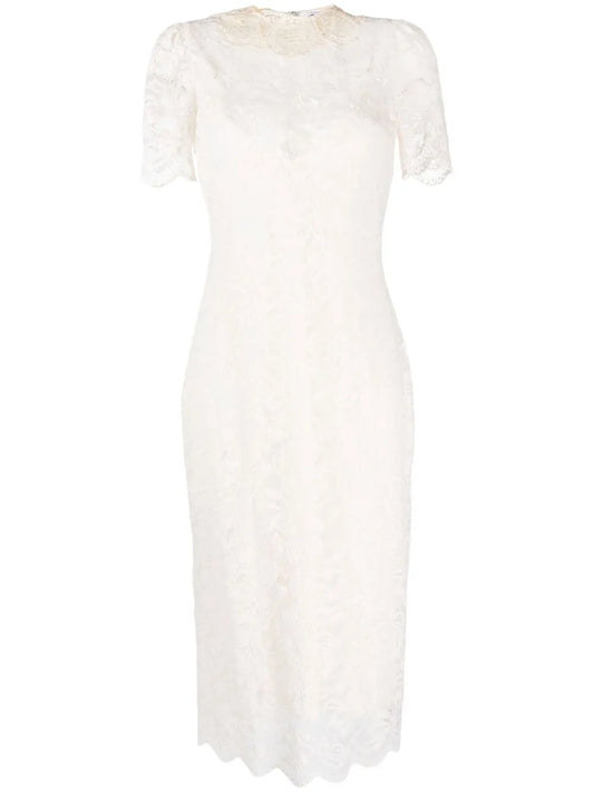 Short-Sleeve Lace-Overlay Dress