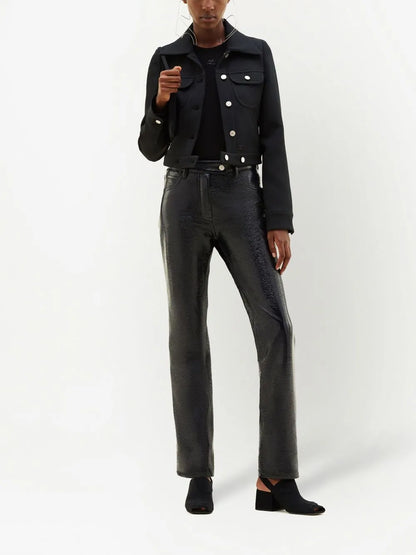 Five-Pocket Vinyl Straight Trousers