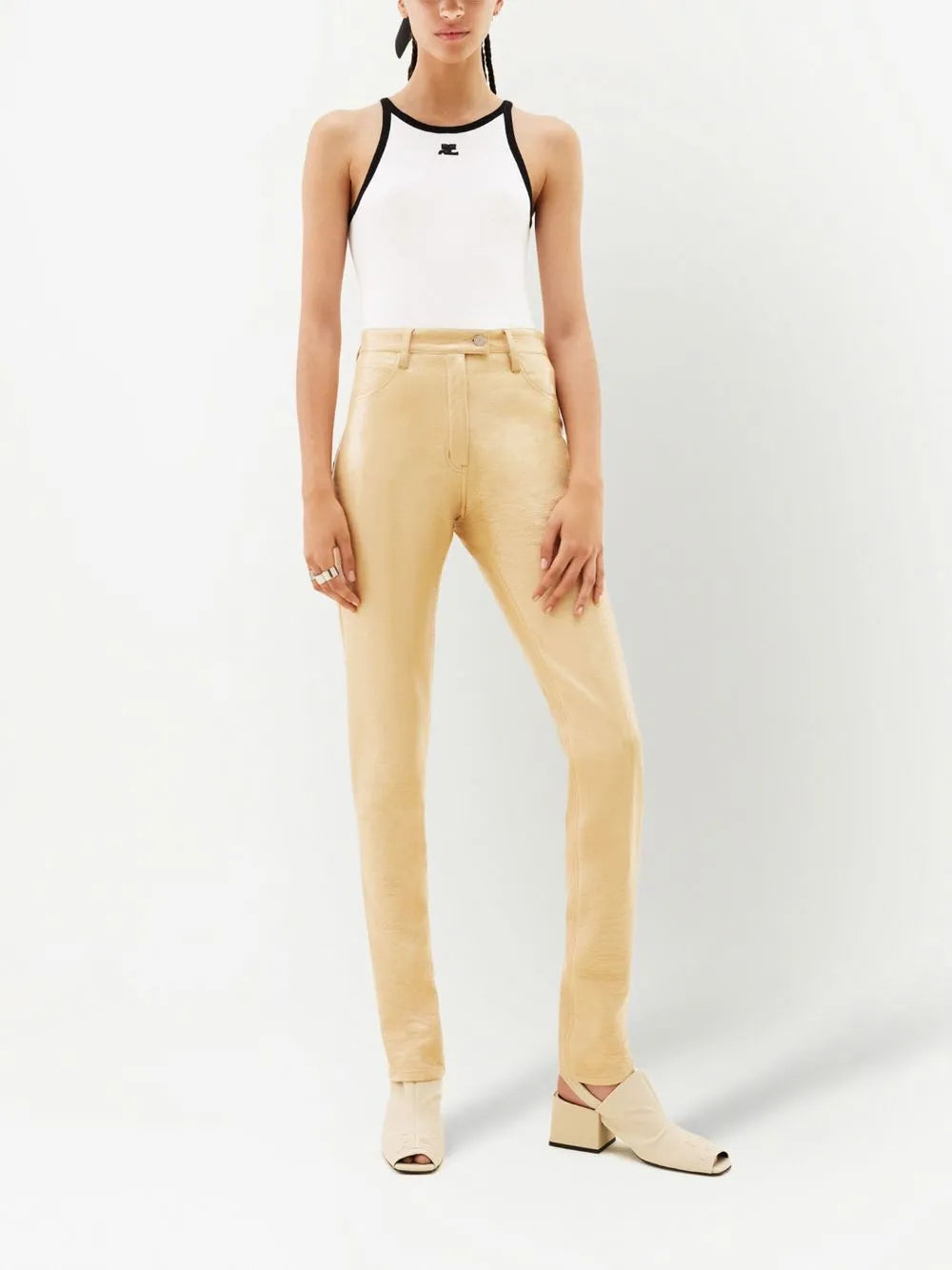 Slim-Fit Vinyl Trousers