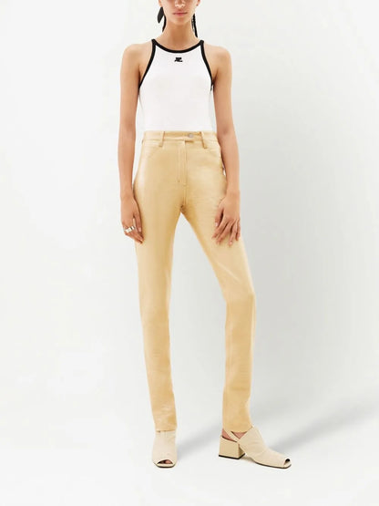 Slim-Fit Vinyl Trousers