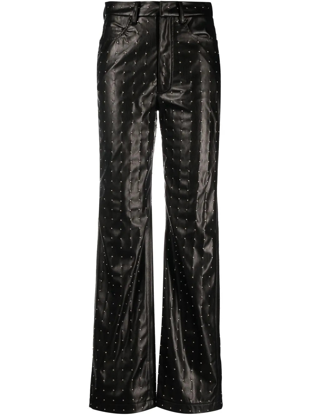 Studded Faux-Leather Trousers