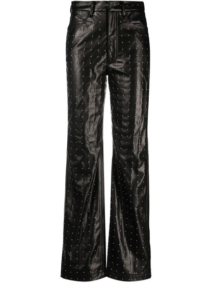 Studded Faux-Leather Trousers