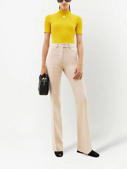 Ribbed-Knit Logo Top