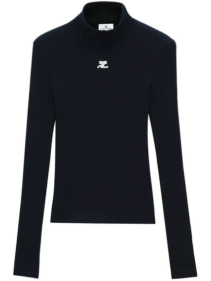 Logo-Patch Mock-Neck Sweater