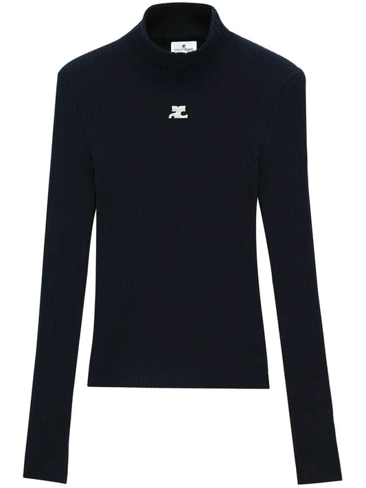 Logo-Patch Mock-Neck Sweater