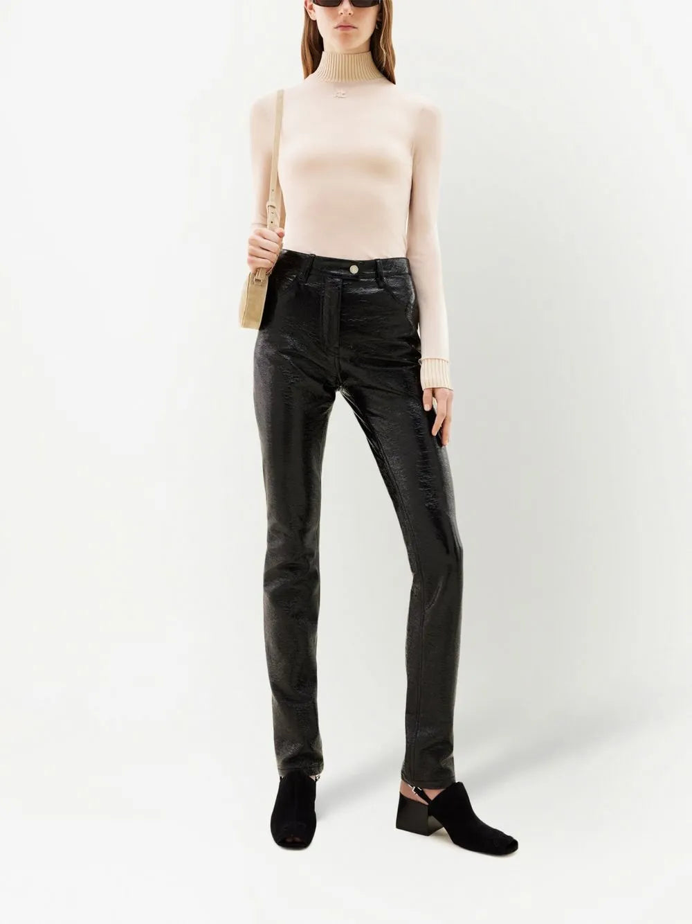 Five-Pocket Vinyl Straight Trousers
