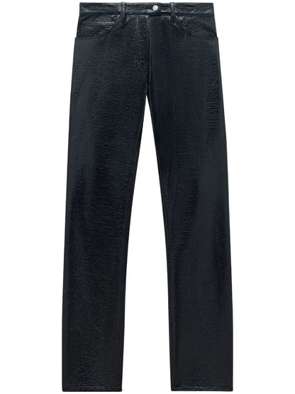 Five-Pocket Vinyl Straight Trousers