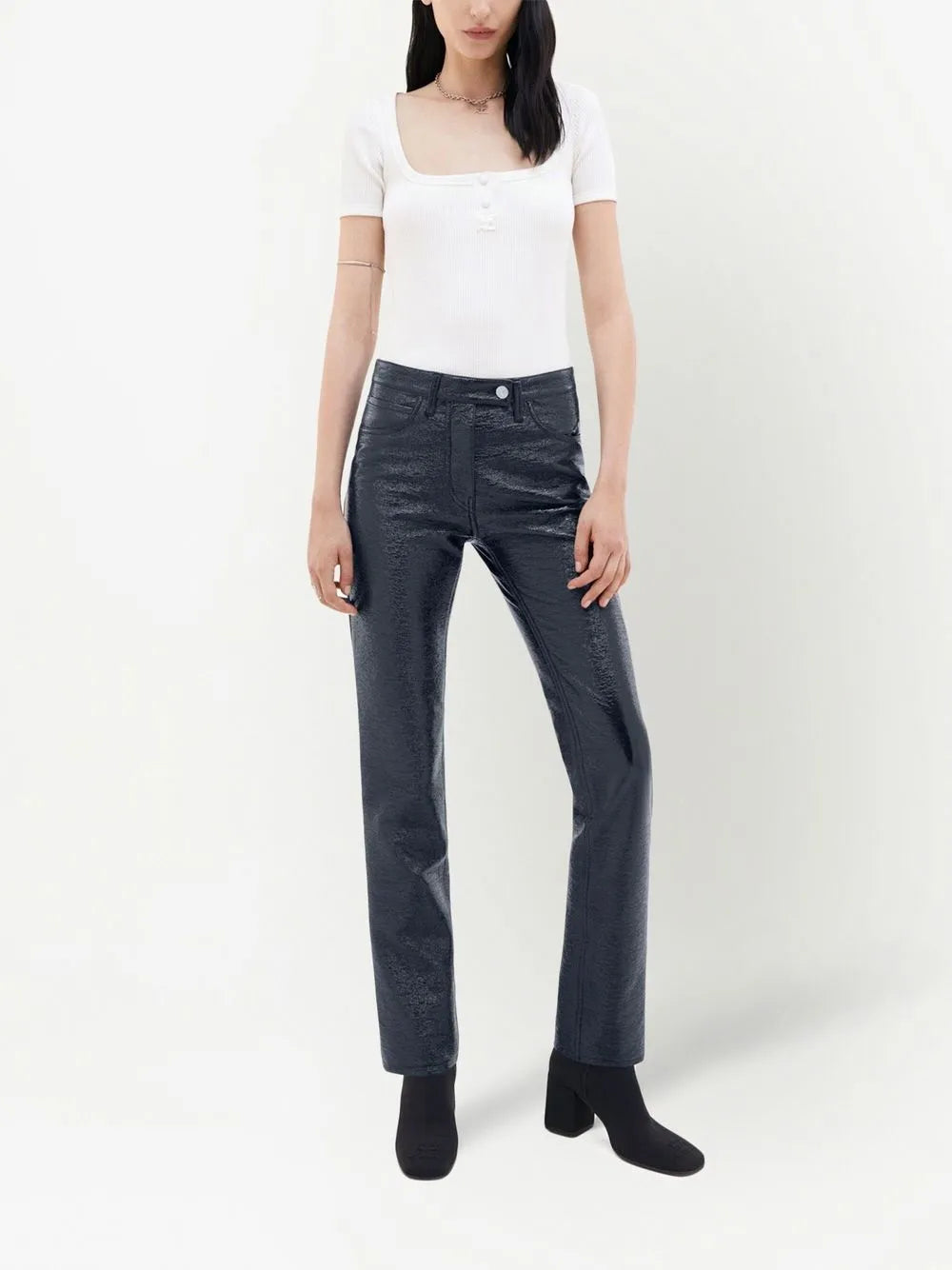 Slim-Fit Vinyl Trousers