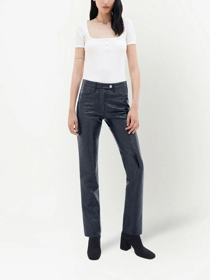 Slim-Fit Vinyl Trousers