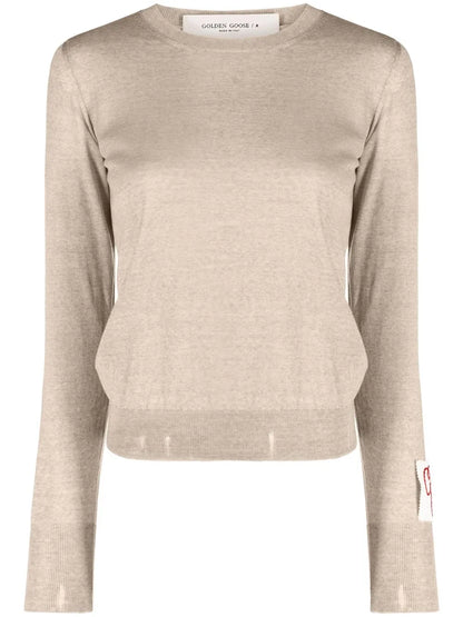 Distressed Fine-Knit Jumper