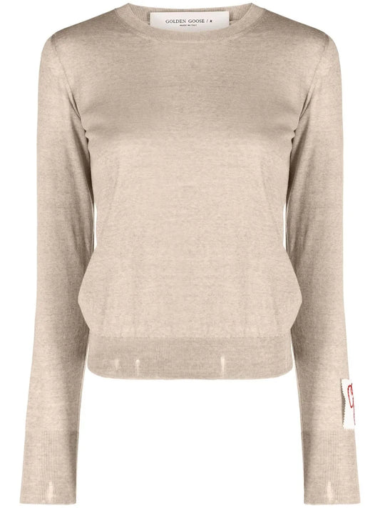 Distressed Fine-Knit Jumper