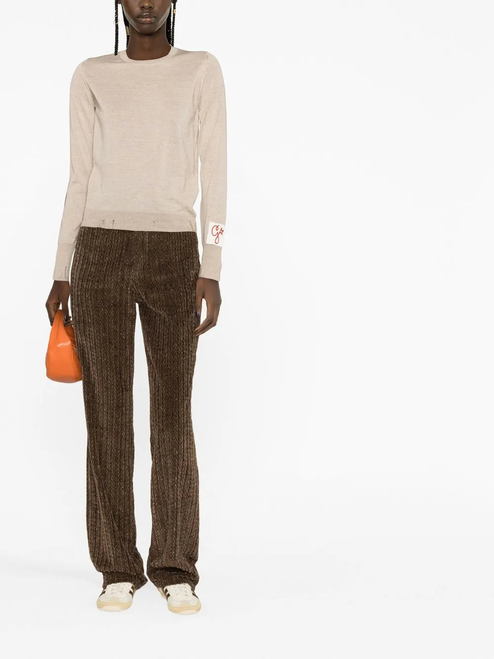 Distressed Fine-Knit Jumper