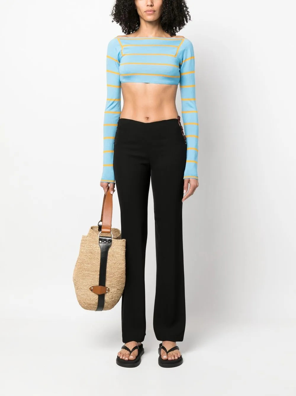 Stripe-Jacquard Wool Cropped Top
